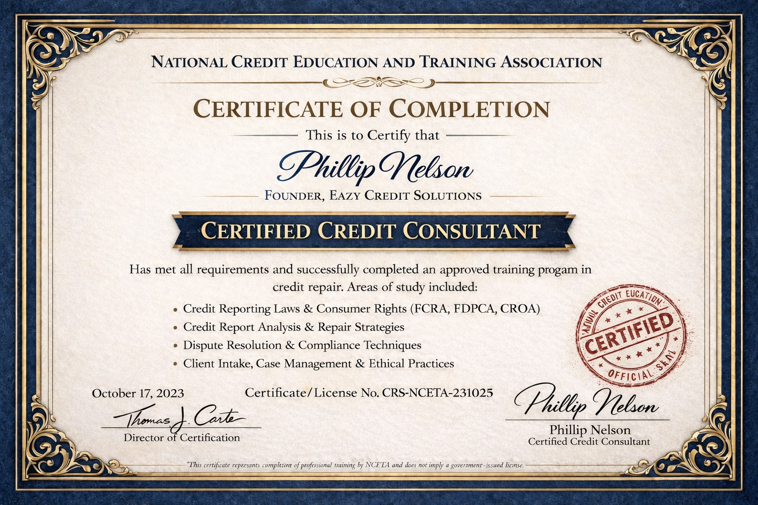 Phillip Nelson — Certified Credit Consultant